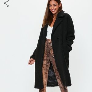 Missguided Black Crombie/Teddy Coat NWT